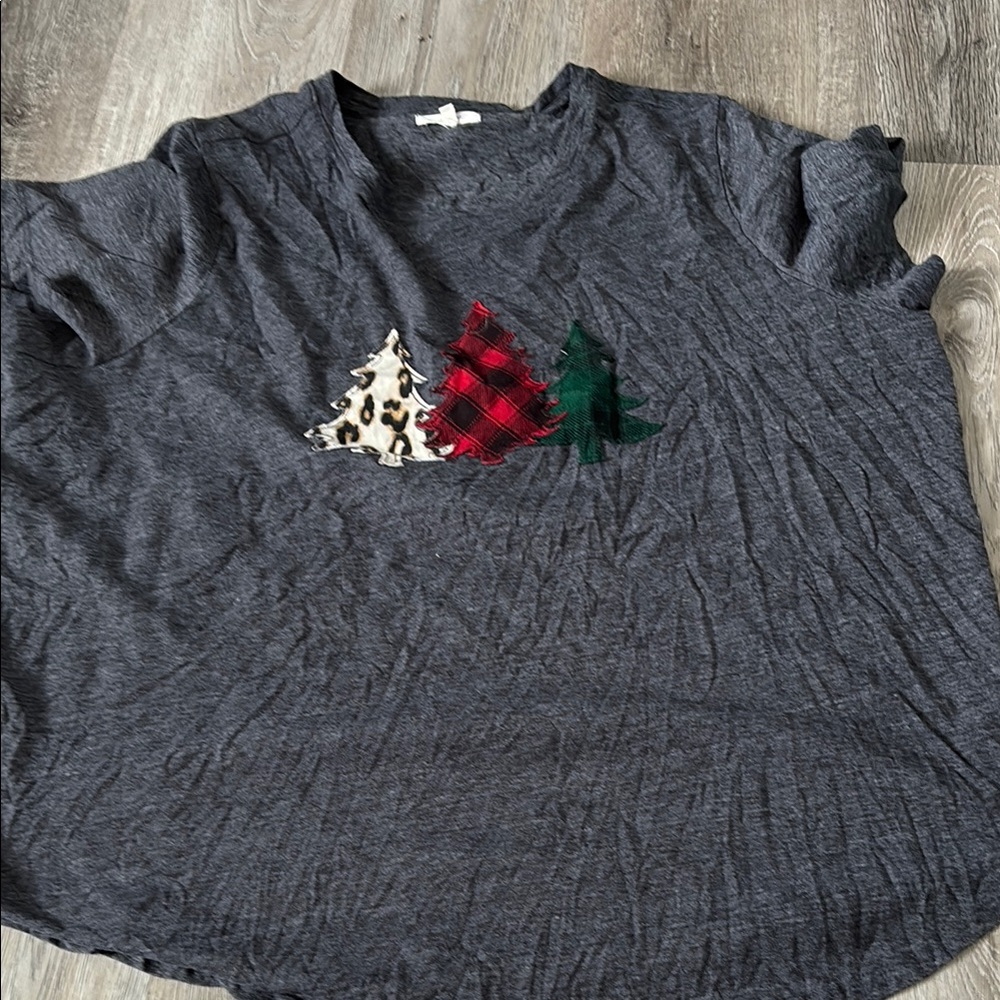 Gray Women's Top with Tree Design